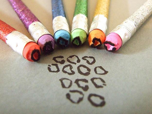 25. Carve out pencil erasers to make an easy leopard stamp.