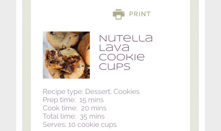 Nutella Lava Cookie Cups