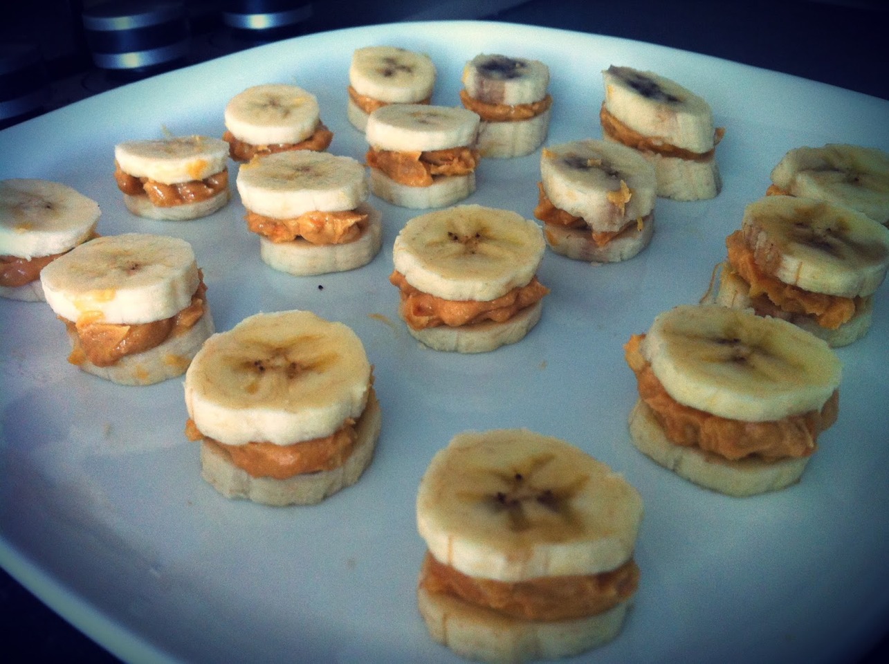 Peanut butter and banana sandwiched