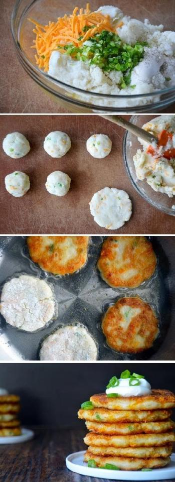 Cheesy Mashed Potato Pancakes 