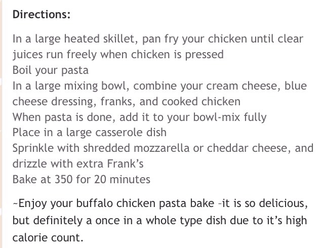 Buffalo Chicken Pasta Bake