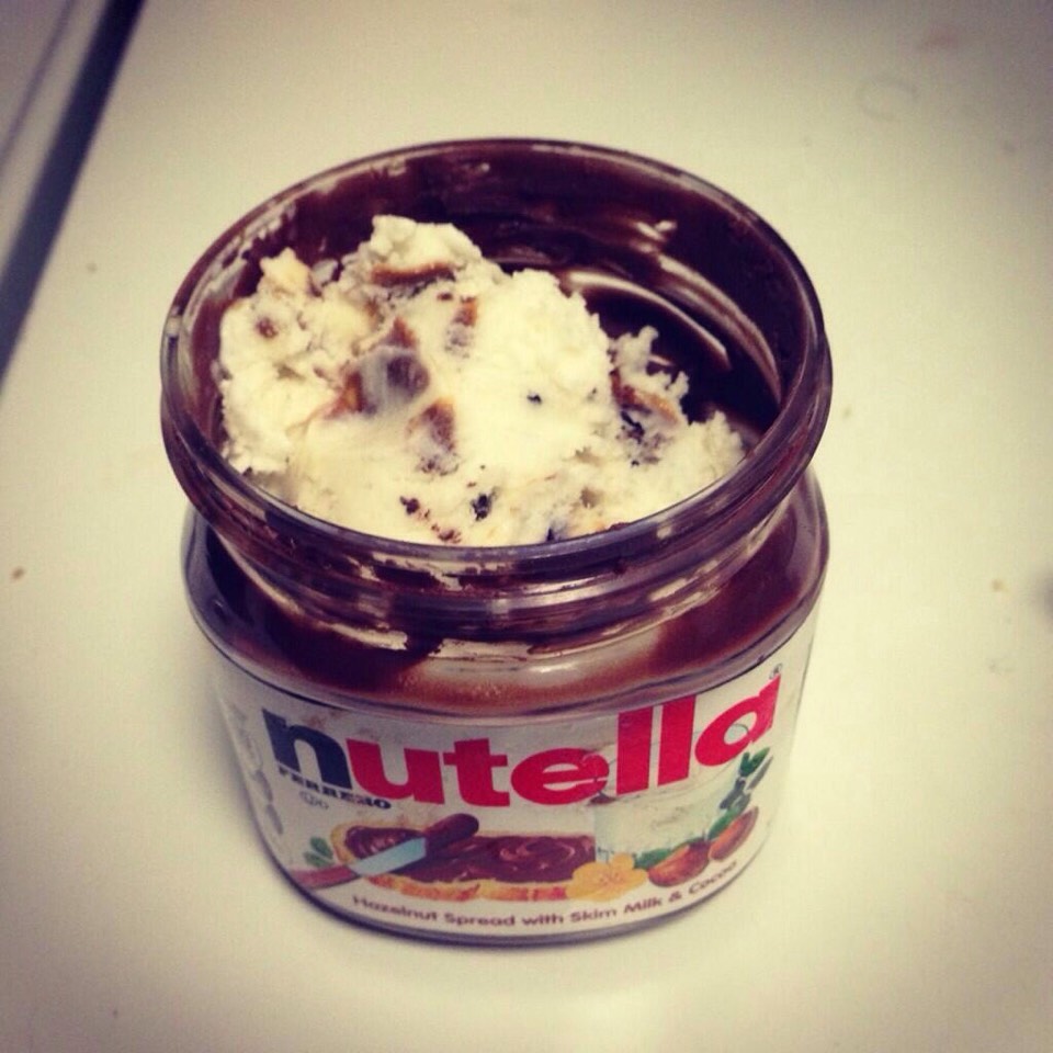 empty Nutella?
ice cream and Nutella are the perfect combination and way to finish a container 
