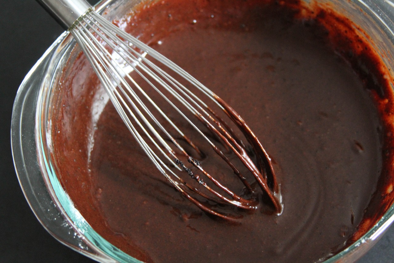 Preheat oven to 350 degrees and grease a 9 x 9 baking pan or muffin tin!
Mix together the oil, sugar and vanilla. Beat in the eggs. Combine the flour, cocoa, baking powder and salt. Stir in nuts (optional). Spread the batter evenly into your pan and bake for 20 to 25 minutes. Test with a toothpick!