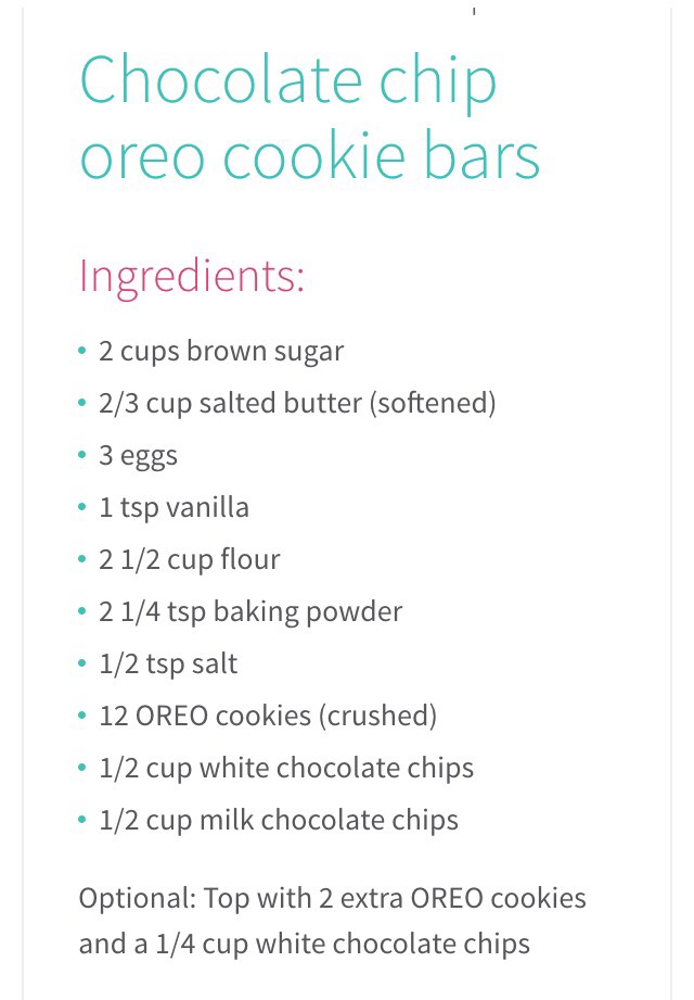 Chocolate Chip Oreo Cookie Bars