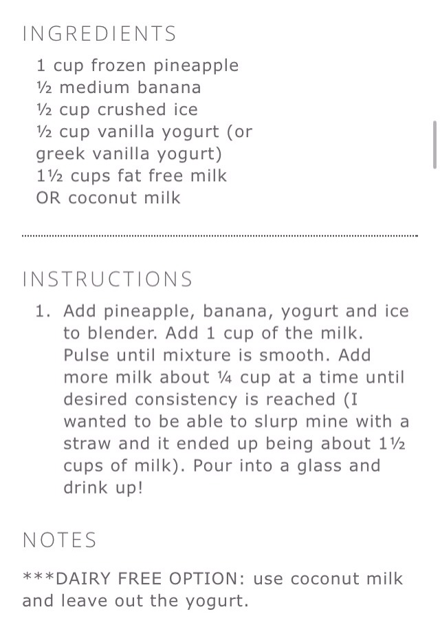 Skinny Pineapple Smoothie π