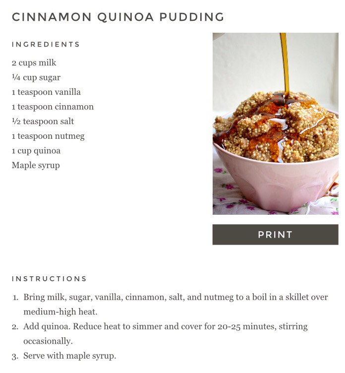 Cinnamon Quinoa Breakfast Pudding