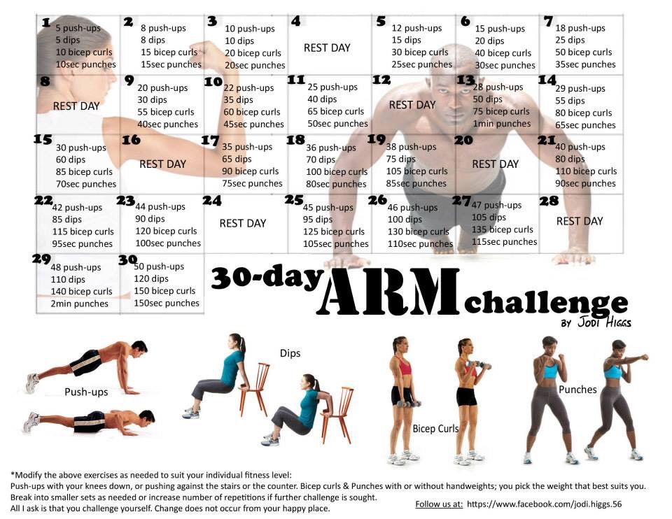 30 Day Butt, Thighs, Chest, Back, Arm Challenge