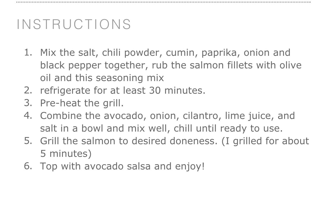 Grilled Salmon With Avocado Salsa