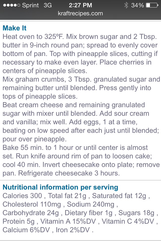 Pineapple Upside Down Cheese Cake 