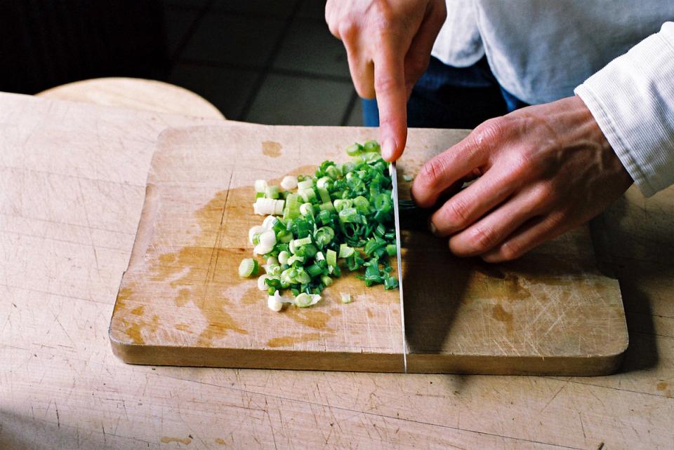 Chop your veggies ahead of time. Store the chopped onions, celery and carrots -- already portioned for each recipe -- in clearly labeled containers in the fridge or freezer.