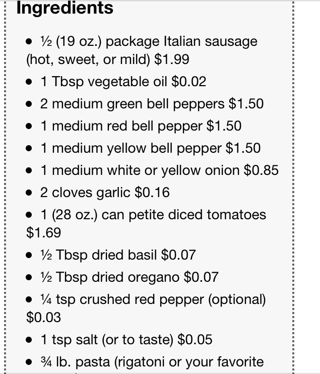Pepper And Italian Sausage Pasta 
