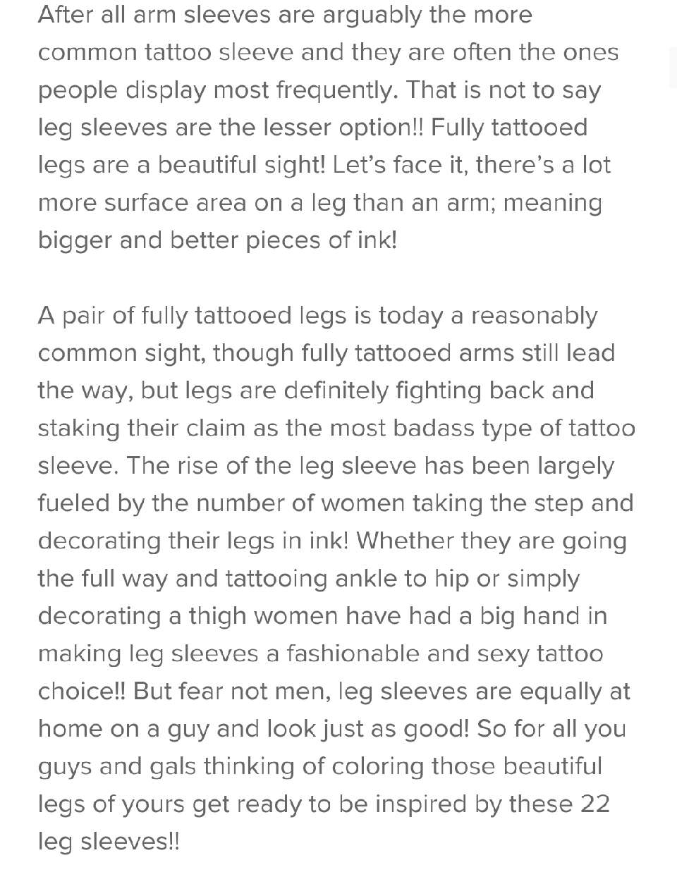 Beautiful Leg Sleeves!