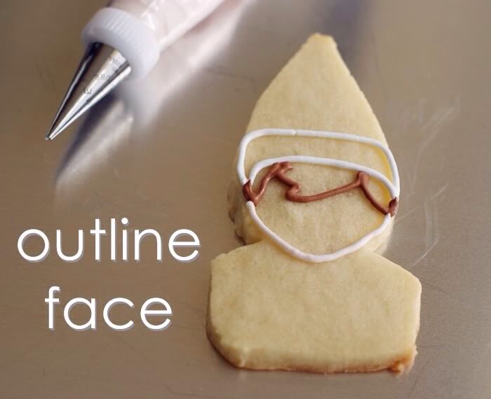 Use a #2 tip to outline the face in copper.
