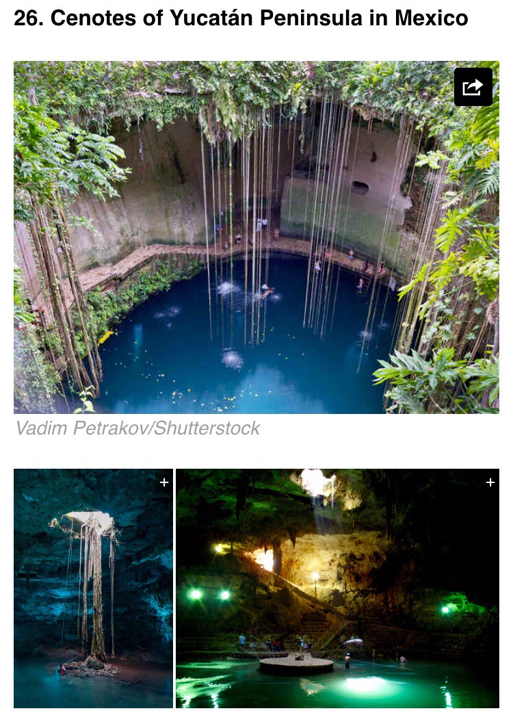 These sinkholes in Mexico were formed during the ice age and were held sacred by the Mayans.