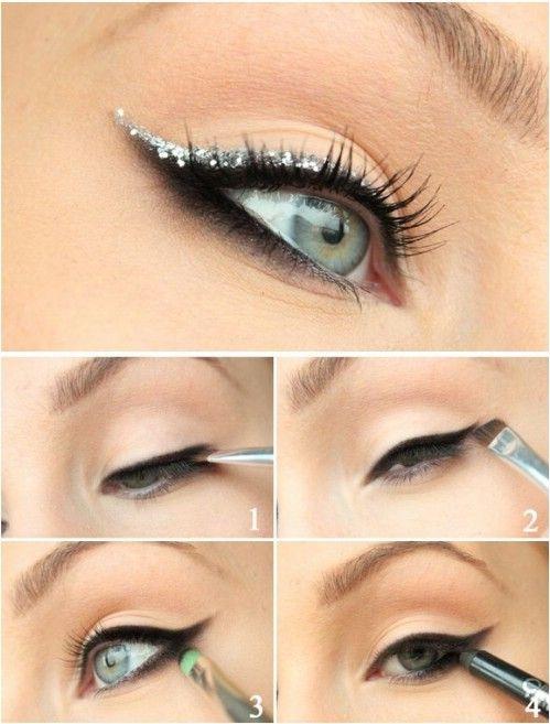 Glitter Cat-Eye - 10 Stylishly Festive Christmas Makeup Ideas.!!!