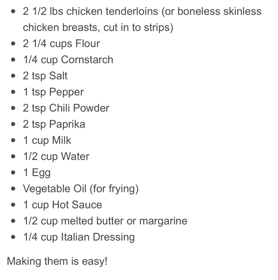 BUFFALO STYLE CHICKEN TENDERS 