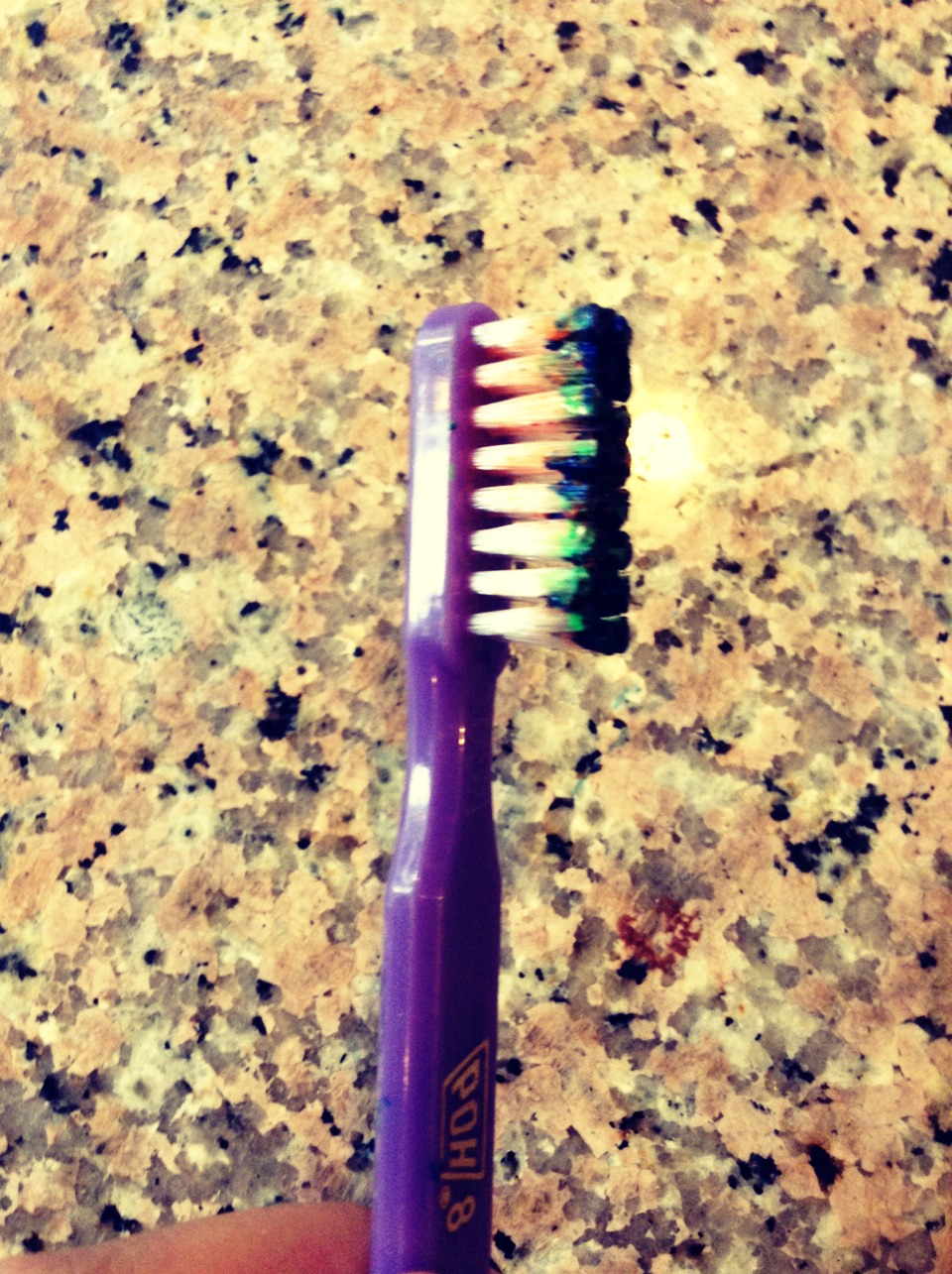 A toothbrush can be a great tool to use when doing splatter paint! (As you can see, I have already used this before on my nails) Just make sure the toothbrush has NOT been used yet. 