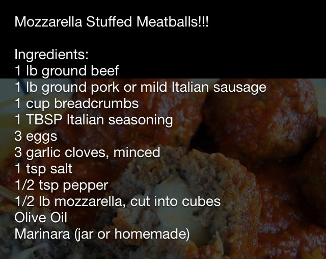 Mozzarella Stuffed Meatballs!!  