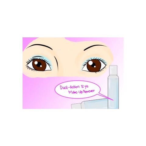 Use oil based or Dual Action eye makeup remover. Good eye makeup remover should wipe off makeup and even waterproof mascara without rubbing and ripping off eyelashes and eyebrows. Soak cotton pad in eye makeup remover and apply to eyelashes and eyebrows for counts of ten, then wipe off carefully. 