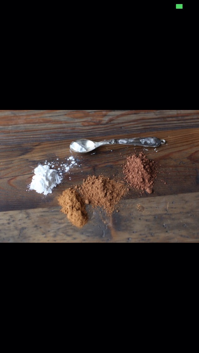 Ingredients: 
Ground cinnamon
Ground nutmeg
Cocoa powder
Cornstarch
An empty, sealable container 