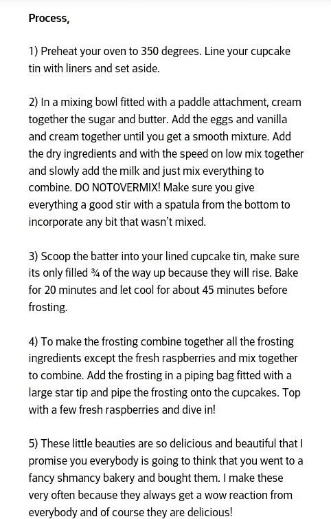 Vanilla Cupcakes with Raspberry Butter Cream Frosting Recipe