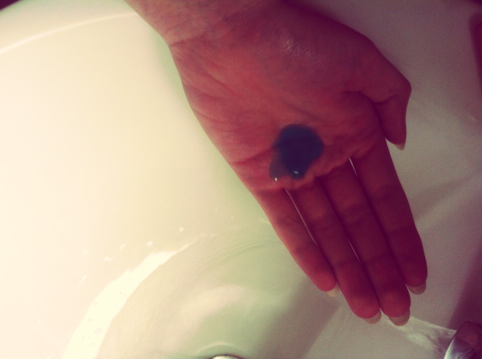 Add a squirt of the soap into the palm of your hand. I've used an anti bacterial soap to help clean the brushes more effectively, but any will do.