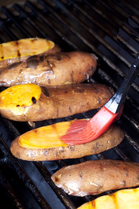 Grilled Sweet Potatoes with Cherry Glaze