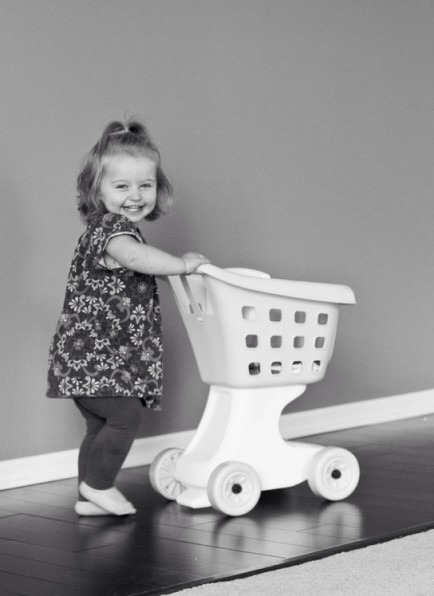 Shopping Cart

A local grocery store here has tiny little shopping carts available for kids and they are the hot ticket in town. Kids of all ages love pushing the little carts behind their parents (and yes, occasionally running into our heels.) 