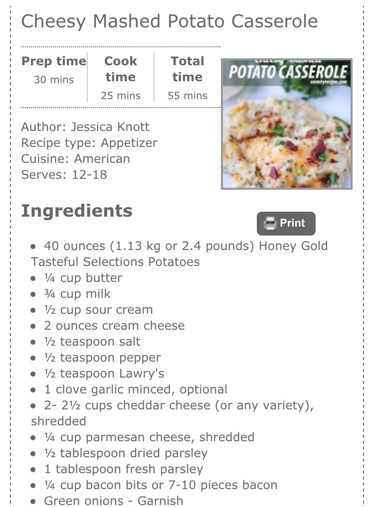 Cheesy Mashed Potato Casserole 