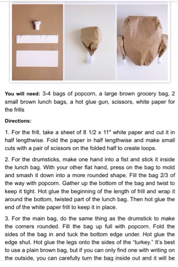 Kids Table Paper Bag Turkey