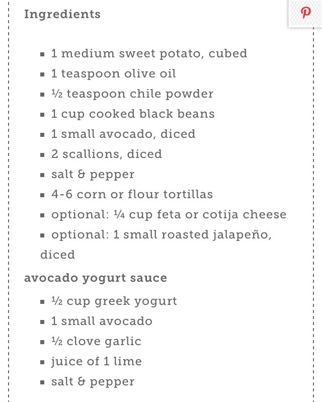 Sweet Potatoes Avocado Tacos 