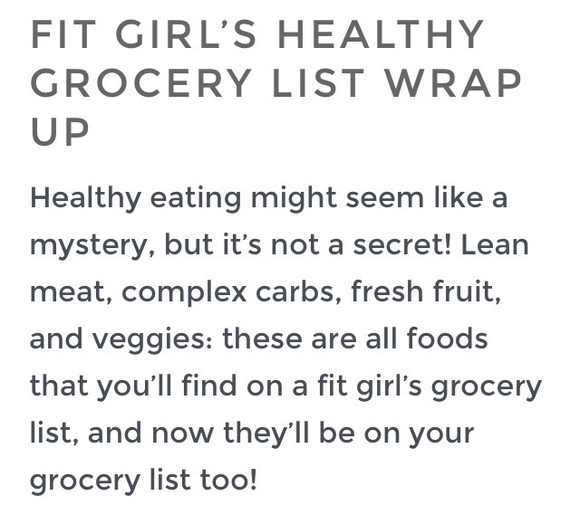 Fit Girl's Grocery List!