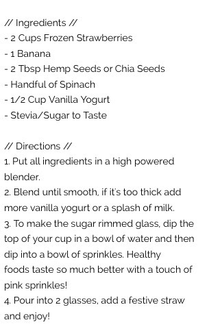 Strawberry Valentines Day Smoothie