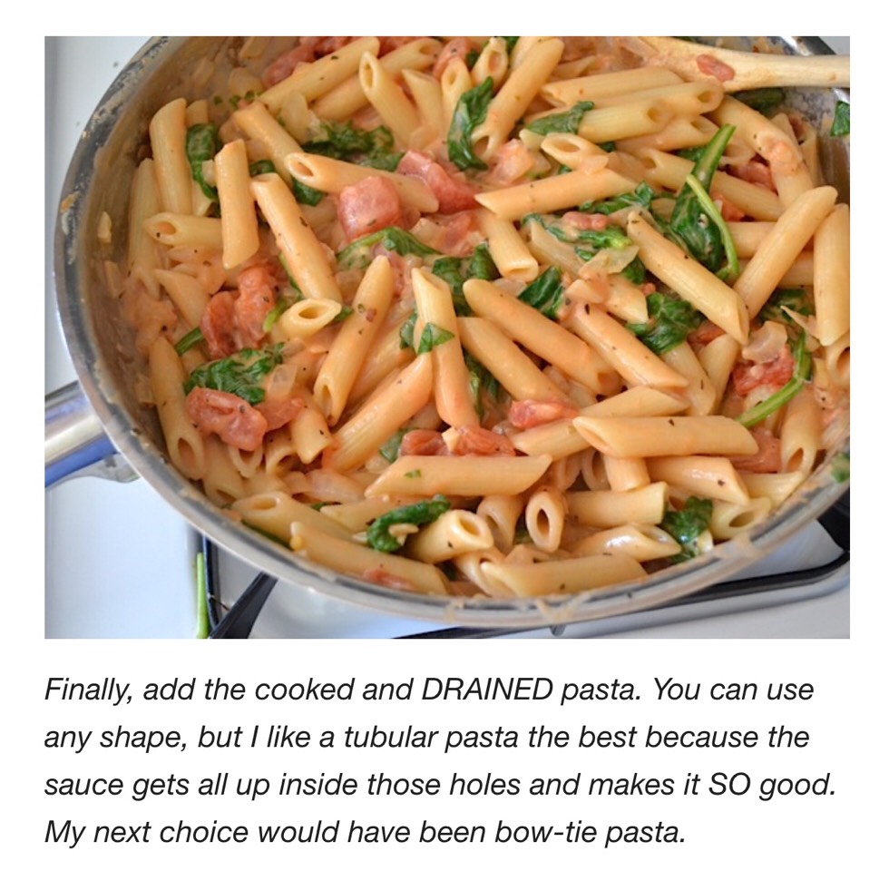 Creamy Tomato Spinach Pasta