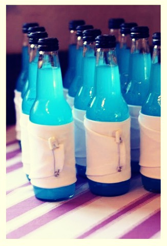 Cloth diaper wrapped beverages for a custom drink.