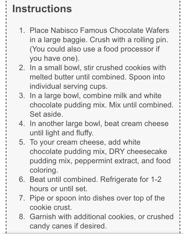 " NO BAKE PEPPERMINT CHEESECAKE MOUSSE"