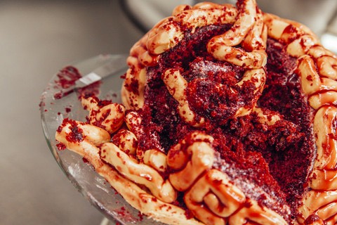 How To Make A Red Velvet Brain Cake For Halloween