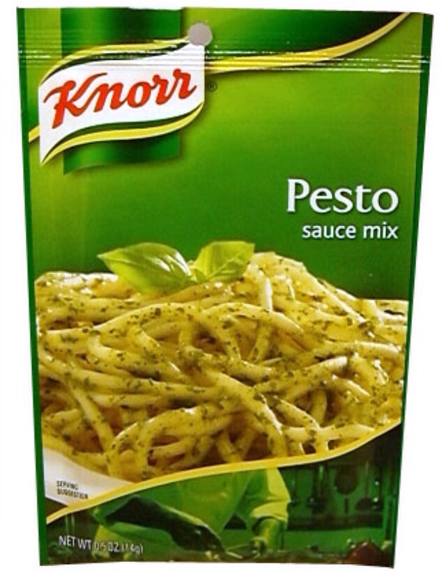 Use two packets of pesto mix and follow instructions on back of package to make