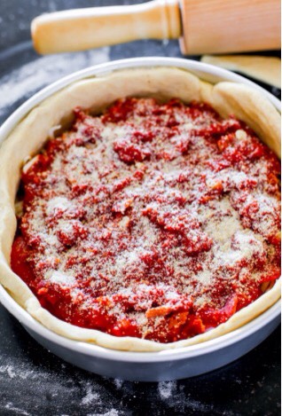 Chicago style deep dish pizza 