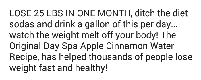 LOOSE 25 lbs IN ONE MONTH ORIGNAL APPLE CINNAMON SPA WATER