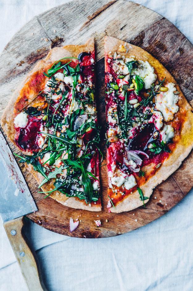 25. Thin Crust Spelt Pizza with Beet and Chèvre 
