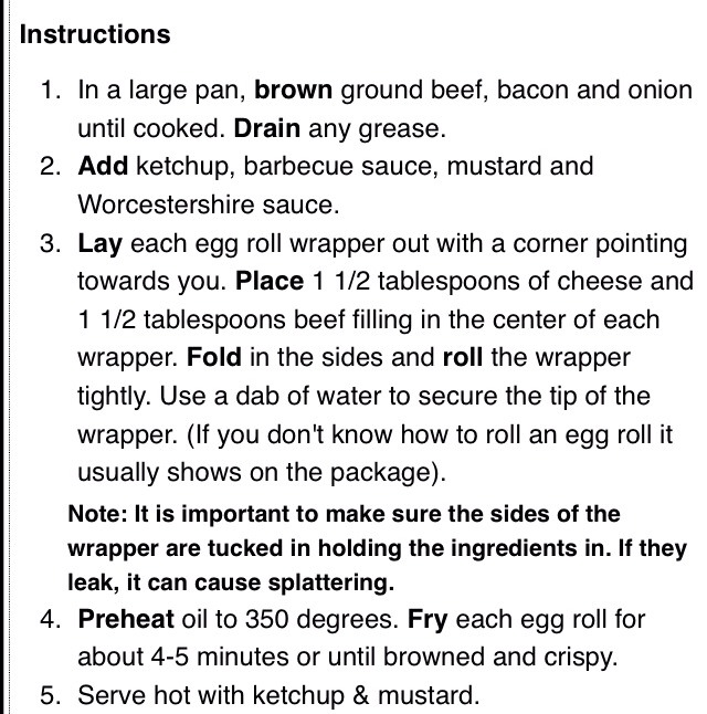 Bacon Cheeseburger Egg Rolls