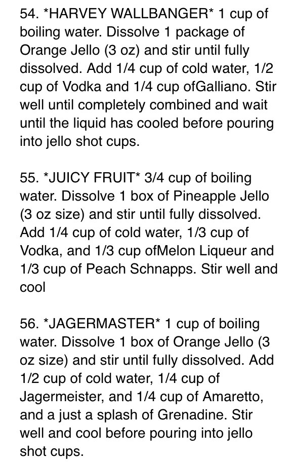 70 Different Jello Shot Recipes. Lots With Jägger!