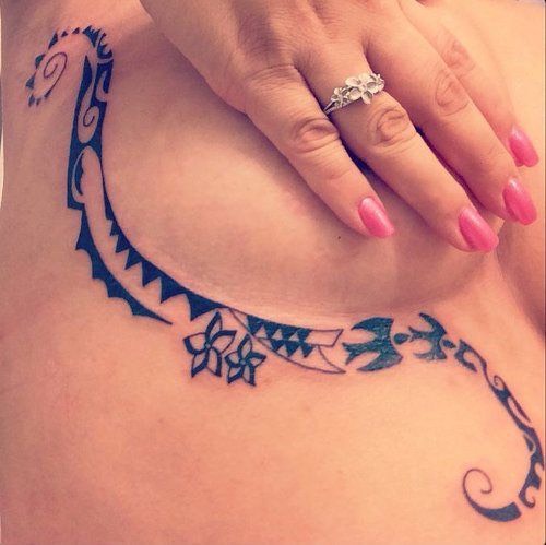 Beautiful Under Breast Tattoo Designs