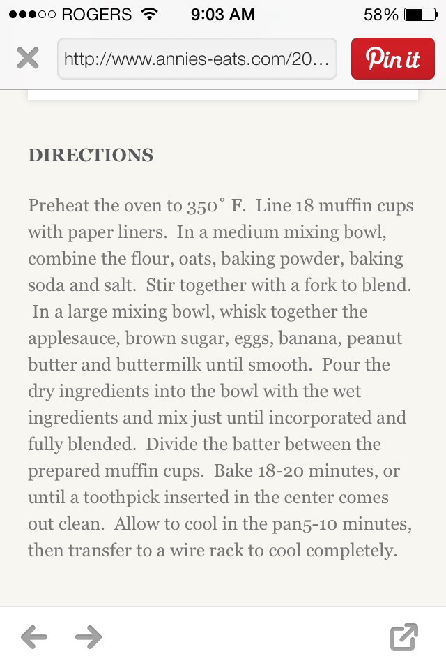 Peanut Butter Banana Oatmeal Muffins