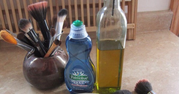 Mix olive oil with dish soap to make a cheap and cheerful make up brush cleaner.