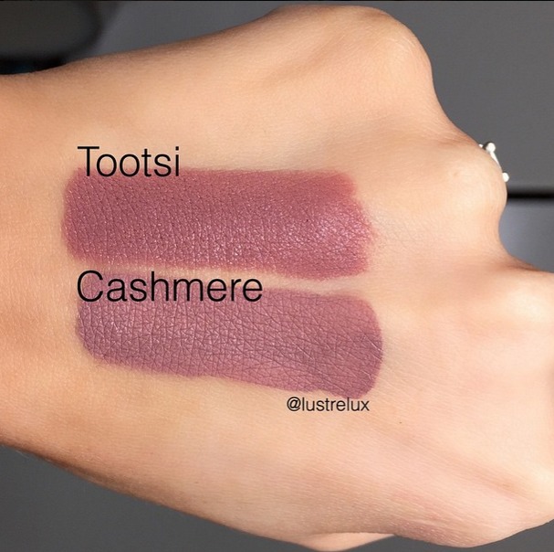 Colour Pop's lippie stix in Tootsi is only $5 and great! Right away you can see that Cashmere is more matte & that Tootsi is slightly darker. But a quick tip to make any lipstick matte is to hold a thin piece of tissue or toilet paper over your lips & then apply translucent powder. Yay, matte lips!