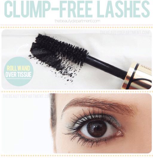 26. Clump-Free Lashes
It may seem like a waste, but if you want clump-free lashes (so hard to achieve, right?!) , you have to wipe your mascara wand off on a tissue before each application. This way you can apply several coats seamlessly.