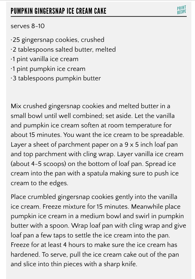 Pumpkin Ginger snap Ice cream
