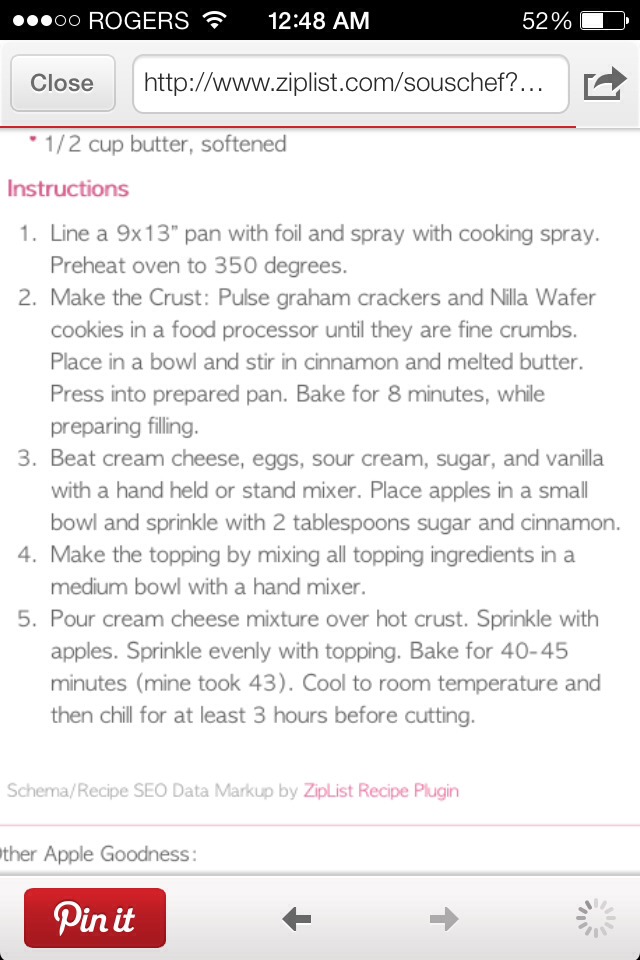 Delicious Apple Cheesecake Bars!